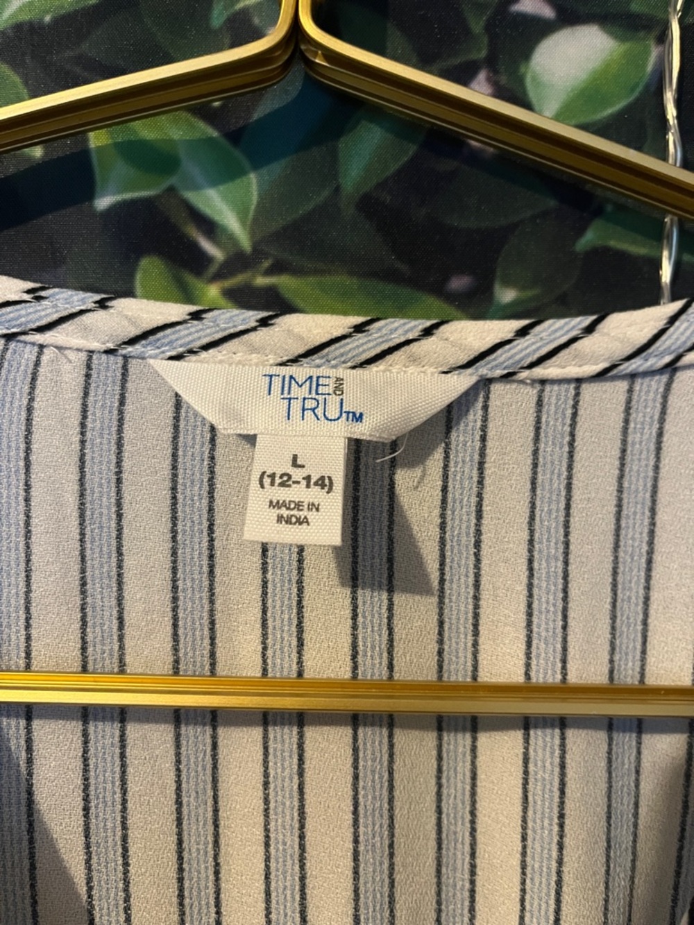 Time and Tru Blue and White Striped Long Sleeve Wrap Dress - Picture 2 of 11